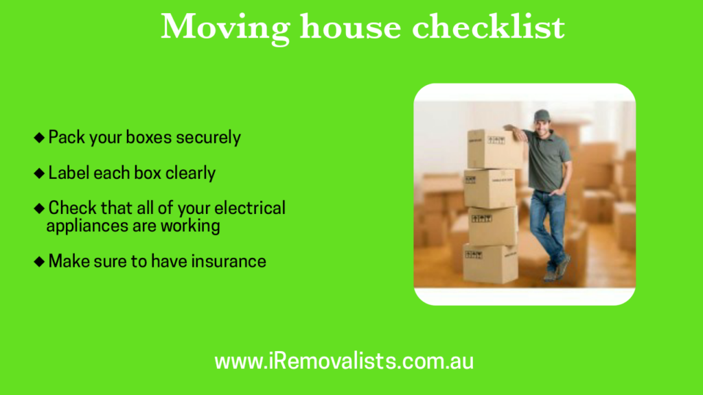 Moving house checklist in Australia